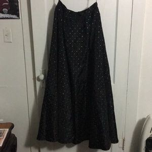 Black Evening Skirt with Gold Polka Dot